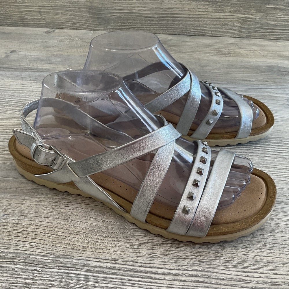 Ecco Leather Cross Strap Sandal Stud Strap C247 Womens Size EU 41 US 10-10.5
